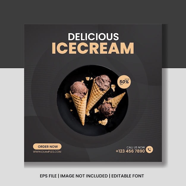 Special delicious ice cream social media and instagram post template