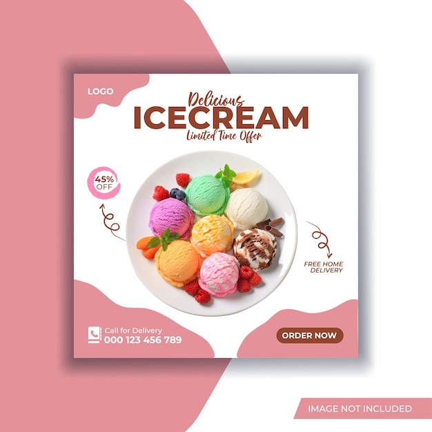 Special delicious ice cream social media post banner design