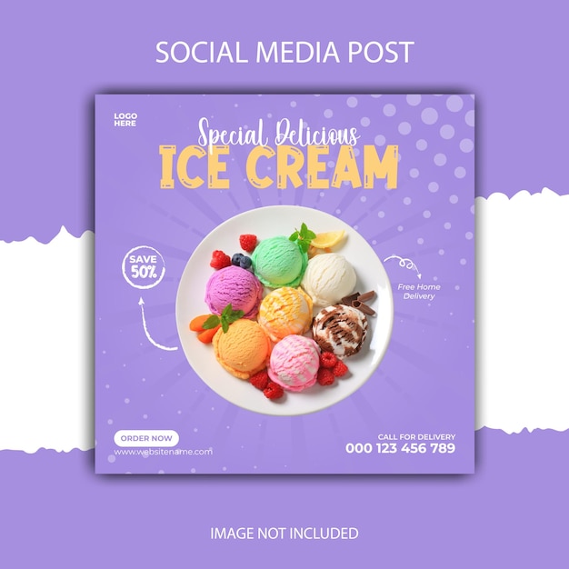 Special delicious ice cream social media post banner template