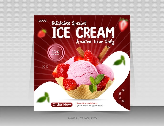 Special delicious ice cream social media post design template