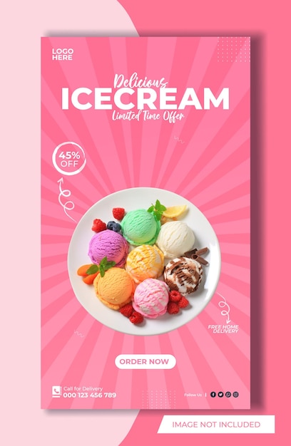 Special delicious ice cream social media post story design