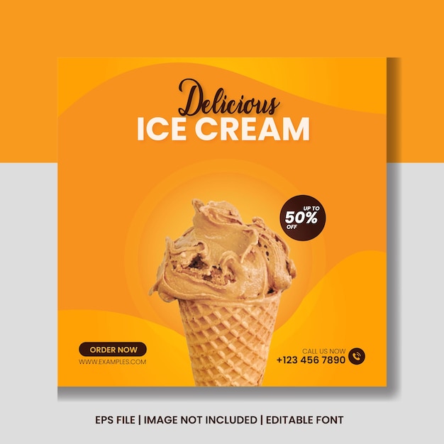 Special delicious ice cream social media post template