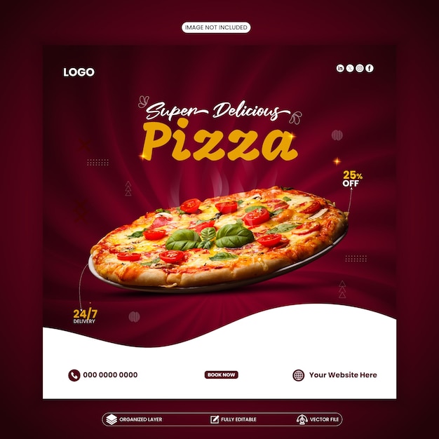 Vector special delicious pizza social media and instagram banner post design template