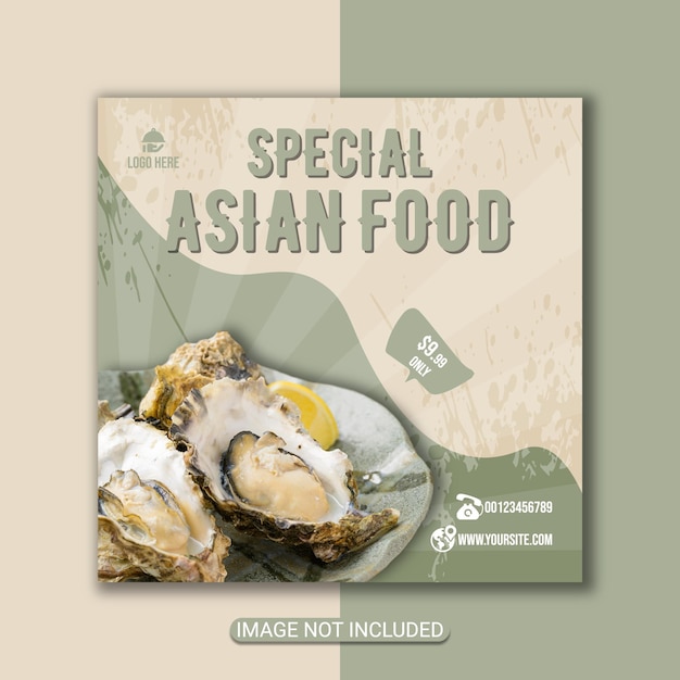 special delicious restaurant asian food menu poster or social media asian food flyer design