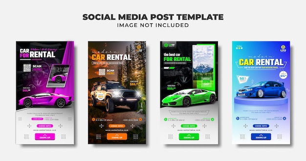 Vector special discount car rental for social media story post flyer and banner template