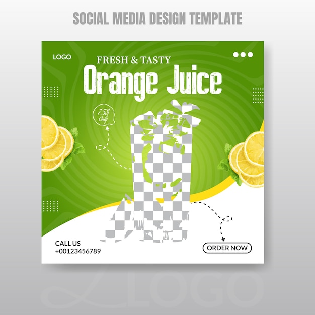 Vector special drink juice and healthy food promo post or social media post design template