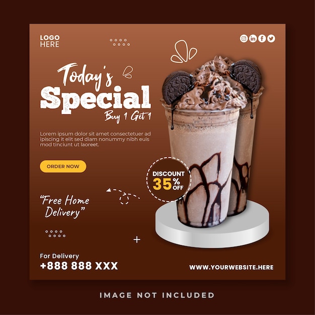 Special drink menu social media instagram template