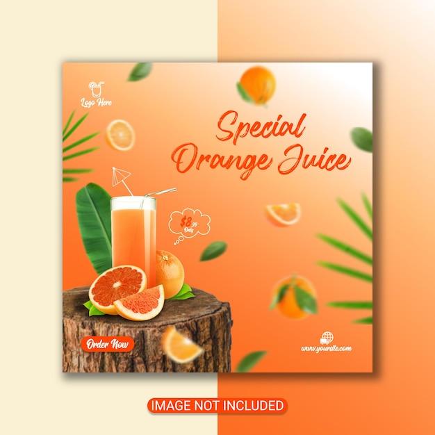 special drinks menu template or social media juice menu promotion flyer design premium vector