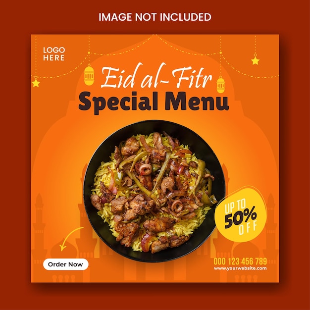 Special eid al fitr food menu social media post template