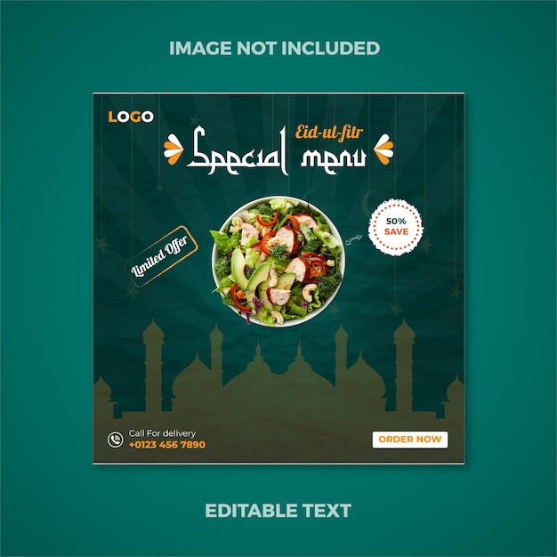 Special eid ul Fitr food menu social media banner and template design