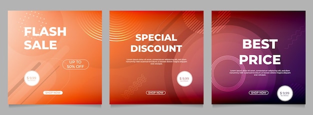 Special flash mega sale discount social media post template with geometric circle shape element