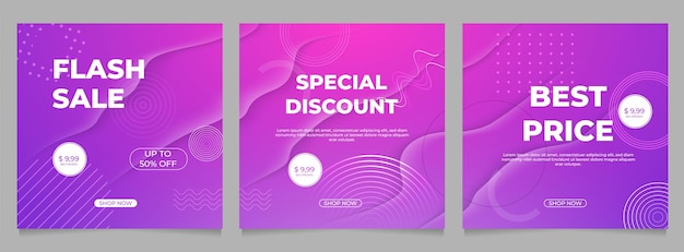 Special flash mega sale discount social media post template with geometric circle shape element