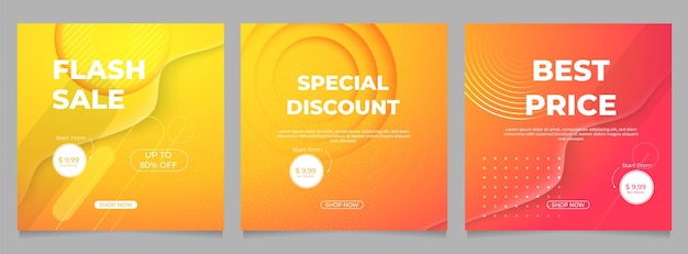 Special flash mega sale discount social media post template with geometric circle shape element