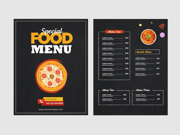 Special Food Menu Card Template In Front And Back Side