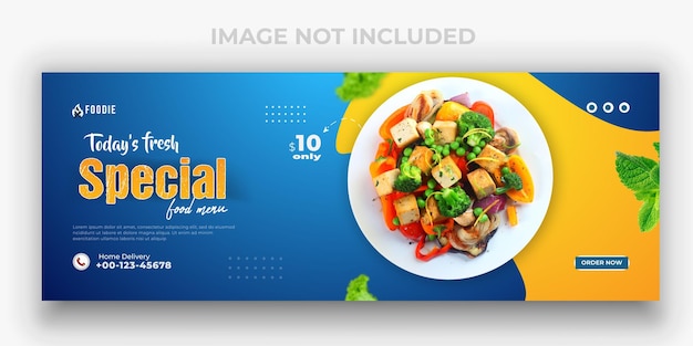 Special Food menu pizza banner and restaurant pasta salad Facebook cover template