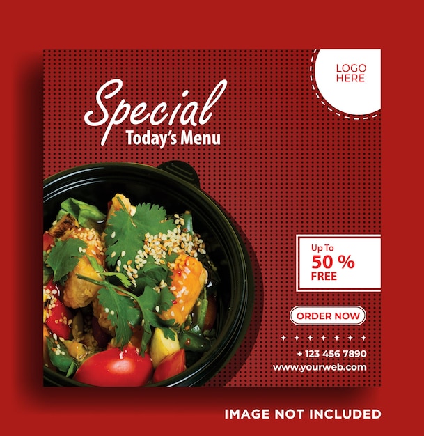 Special food menu for social media post or banner template