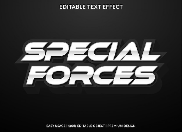 special forces text effect template with silver style