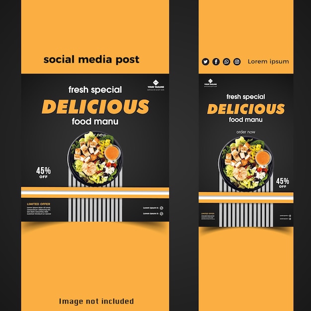 Vector special fresh  and food menu social media banner  set