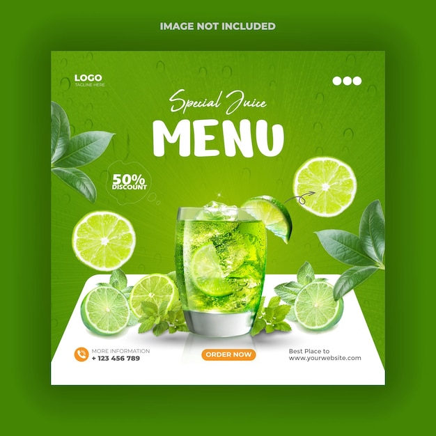 Vector special fruit juice menu orange lemon mango social media post amp instagram template