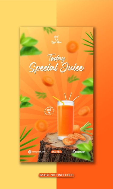 special fruit juice poster template or social media fruit juice flyer design premium vector