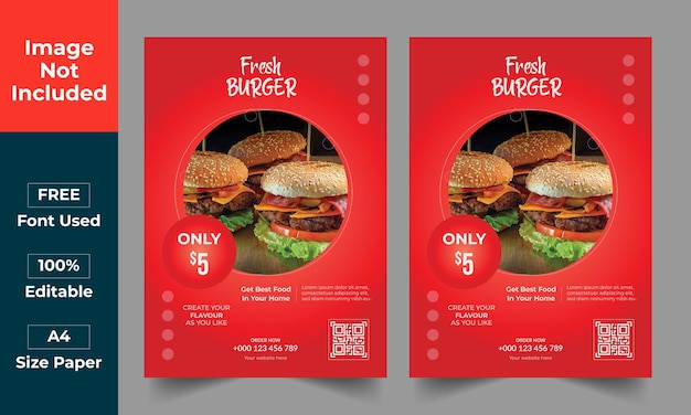 Special Hot Fresh Burger Flyer Template Vector