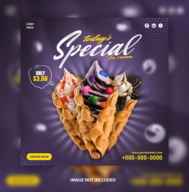 Special Ice cream offer social media post design