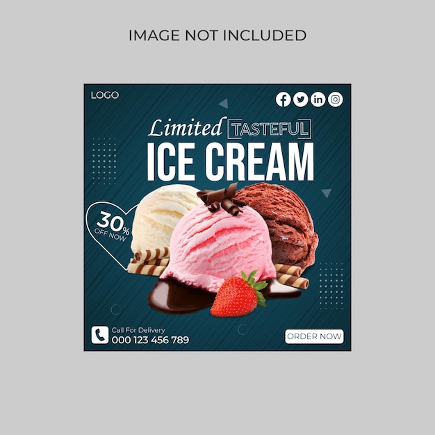 Vector special ice cream social media banner instagram square post design template