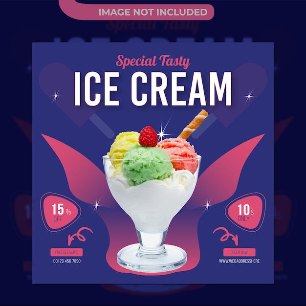 Special ice cream social media banner post design template Premium