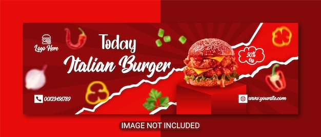 special Italian burger flyer template or Instagram food banner design premium vector