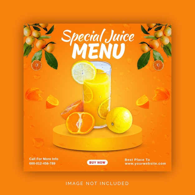 Special Juice Menu Instagram Ad Social Media Banner Template