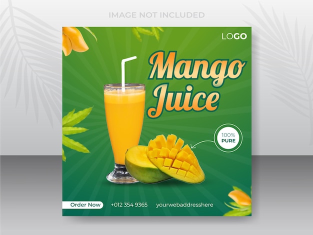 Vector special mango juice drink for social media post design