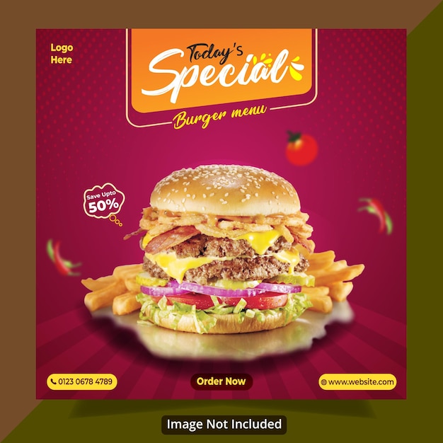 Special media banner and promotion post burger social media instagram Benner design template