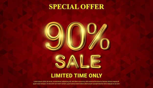 Special offer 90 percent off selling vector with golden 3d number