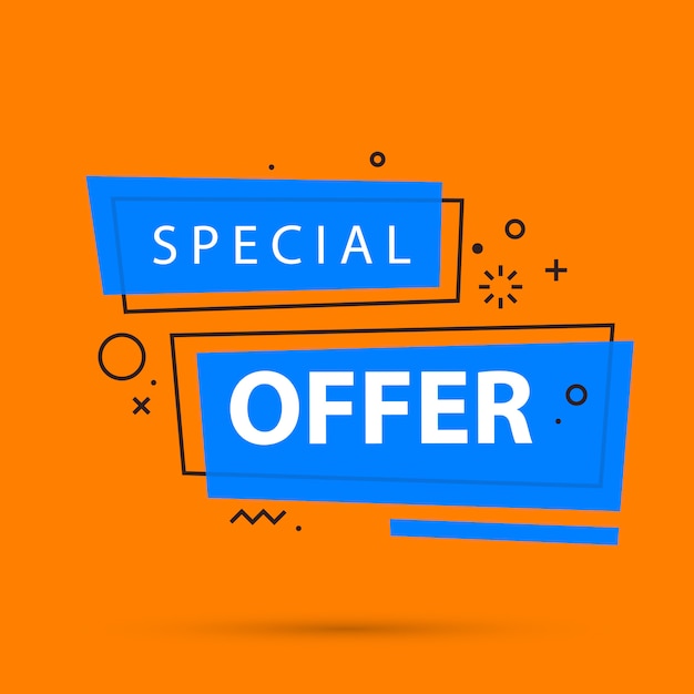 Special offer banner template in colorful memphis style