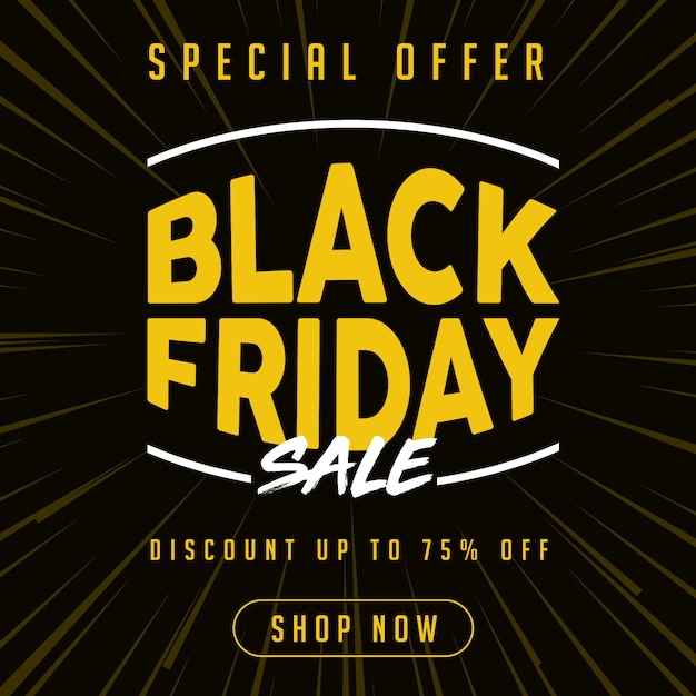 Special offer black friday sale banner in yellow