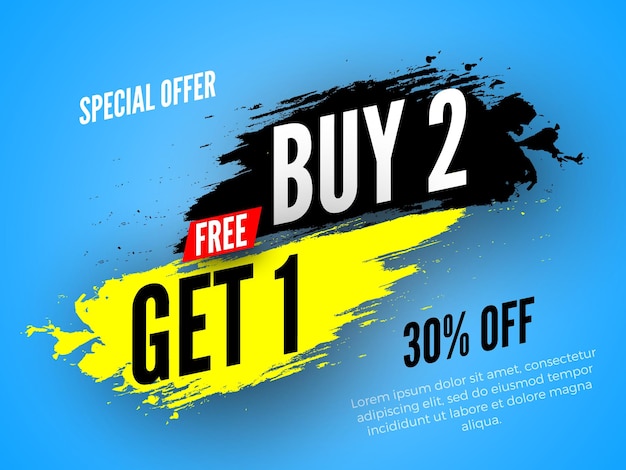 Special offer buy 2 free get 1 sale banner Vector illustration