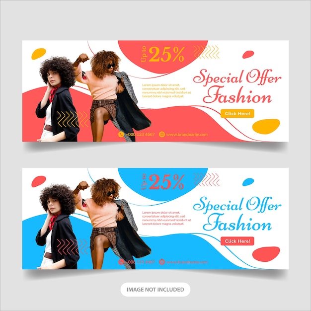 Special Offer Fashion Banner with Facebook Cover Vector Template