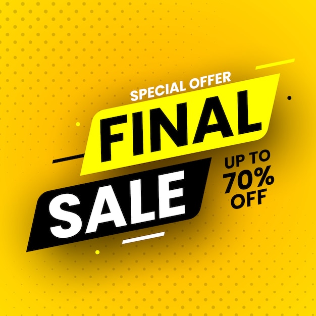 Special offer final sale banner with shadow on yellow background.  illustration.