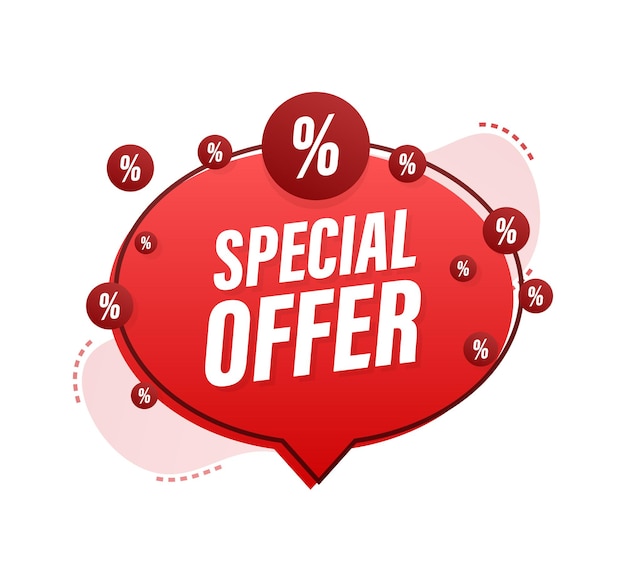 Special Offer grunge style red colored. Discount label. Vector stock illustration.