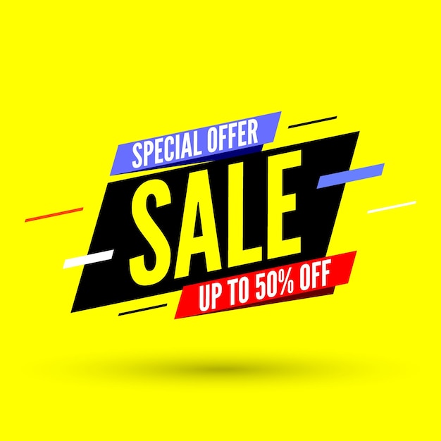 Special offer sale banner up to 50 off Vector illustration