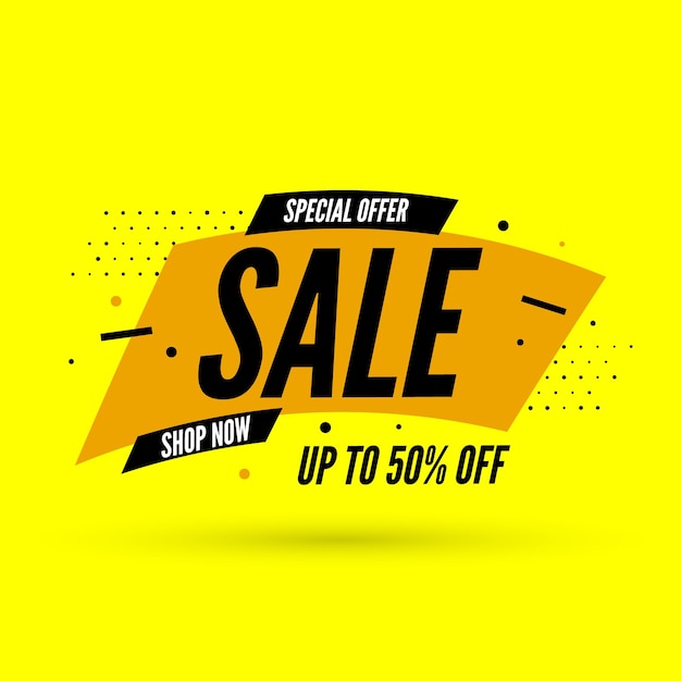 Special offer sale banner with shadow up to 50 off Vector illustration