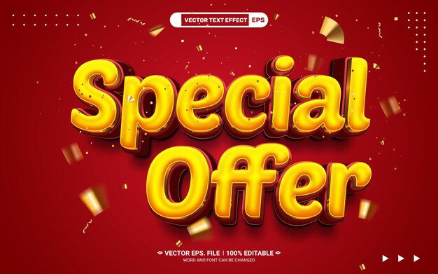 Vector special offer sale editable 3d vector text style effect template