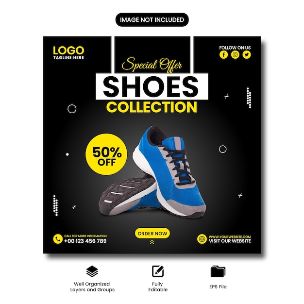 Special offer shoes collection social media post template design