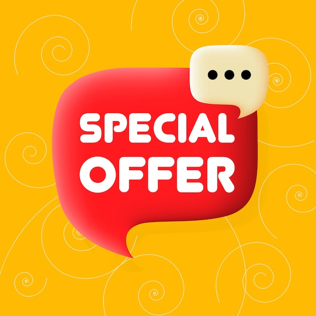 Special offer Speech bubble with Special offer text Business concept 3d illustration Spiral background Vector line icon for Business and Advertising