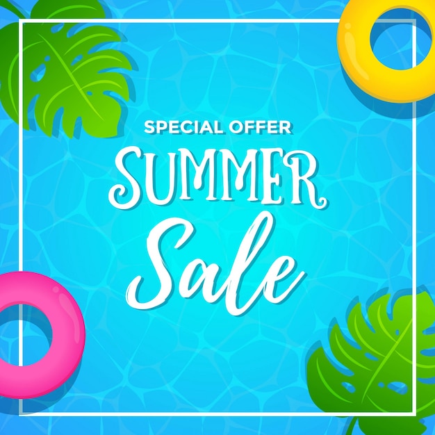 Special Offer Summer Sale with Pool Background