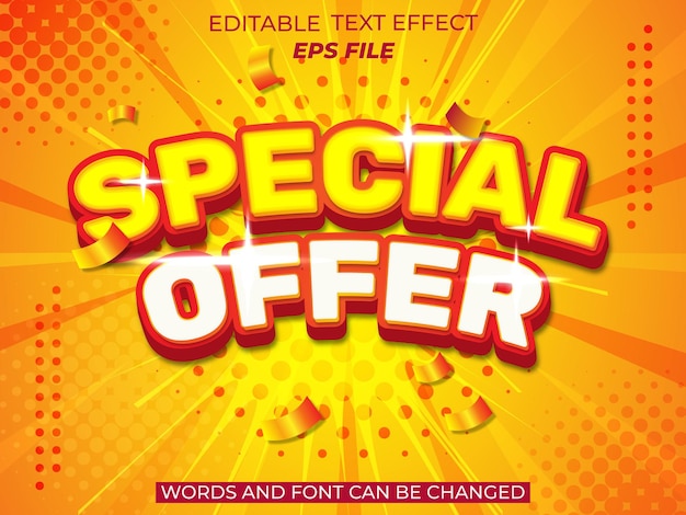 special offer text effect font editable typography 3d text vector template