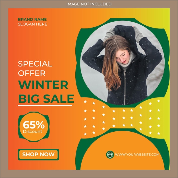 Special offer winter big sale and social media post banner