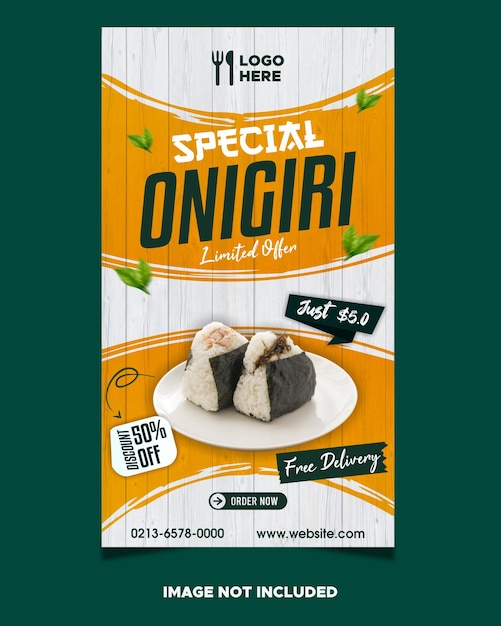 Special onigiri and food menu instagram and facebook story template