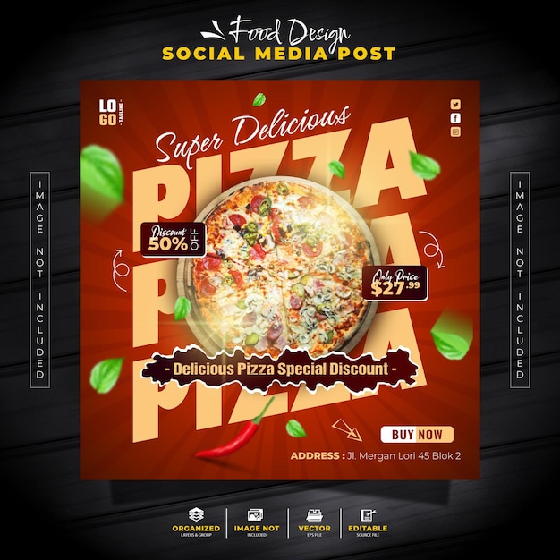 Vector special pizza italian food social media post and banner template