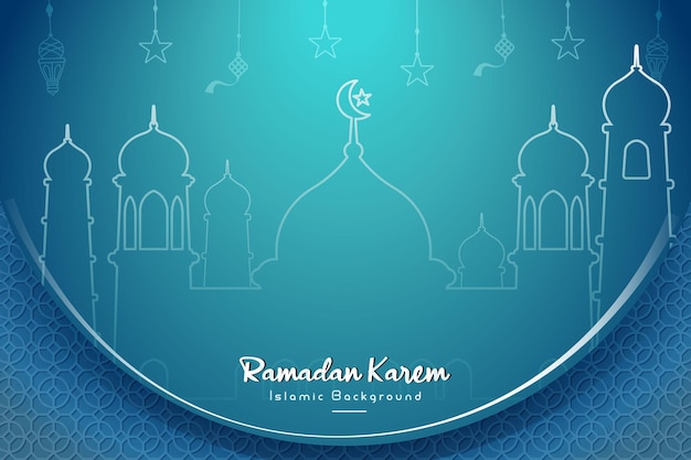 special Ramadan Kareem's celebration Background with mosque and star pattern